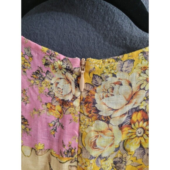 ALEMAIS Sz 8 AUS 4 US Floral Linen Patchwork Matilde Midi Dress Spring Summer - Picture 15 of 16